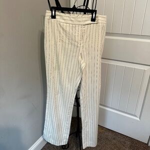 Ann Taylor Women's Cream/Black pinstripe trouser - Size 4